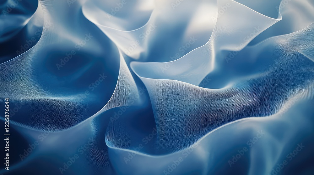Aufkleber abstract soft blue fabric texture with flowing waves, creating a serene and calm atmosphere, ideal f