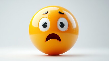 3D scared emoji on white background. Possible use digital art, social media