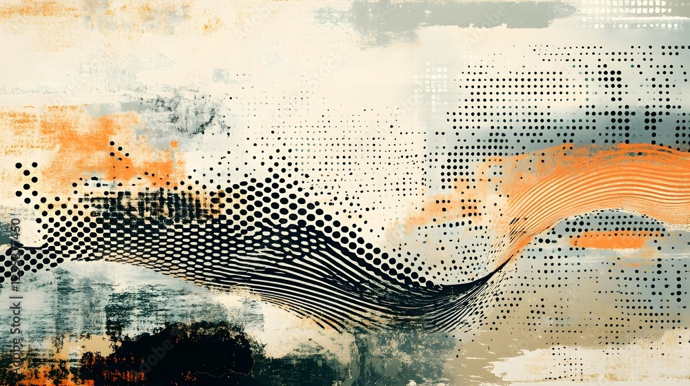 Leinwandbilder mesmerizing abstract geometric digital art background with vibrant color waves and curves