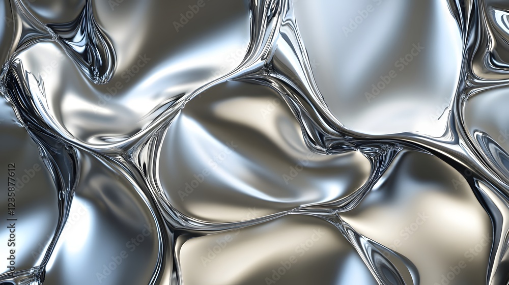 Leinwandbilder mesmerizing abstract image of an undulating molten silver liquid sculpture flowing and rippling acro