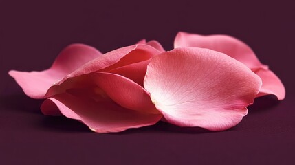 Delicate Pink Rose Petals Spread Gracefully on Dark Background Capturing the Beauty and Elegance of Natural Floral Elements in a Minimalist Composition