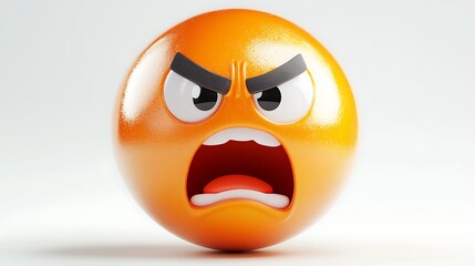 3D Angry Emoji, Digital Art, Expression, Cartoon, Illustration, Use in social media, design, or education