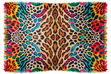 Abstract Animal Print Boho Rug with Sharp, Bright Colors and Depth