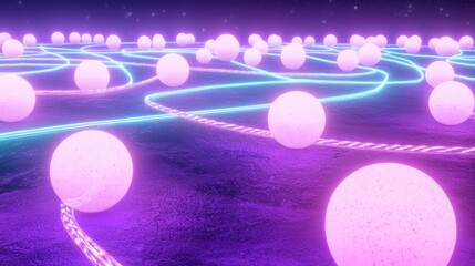 Gently Coiled Neon Rope Lights Looping in a Vibrant Abstract Scene