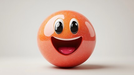 Happy emoji sphere on white background, digital art, graphic design element