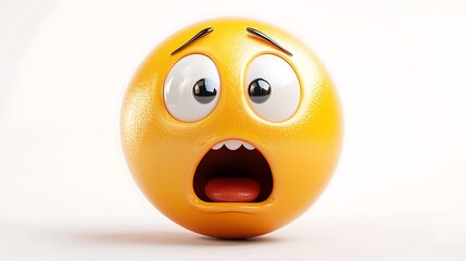 3D cartoon scared emoji on white background. Possible use Digital illustration