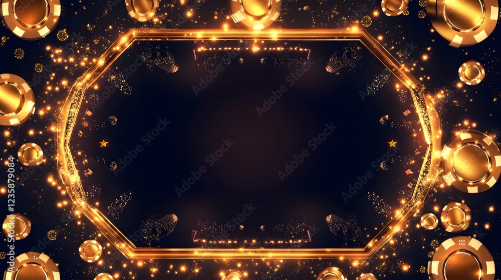Fototapete mesmerizing golden glowing particles and lights in an elegant abstract frame background creating a l