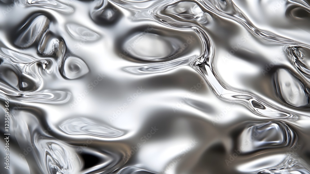 Poster mesmerizing metallic liquid swirls captivating abstract futuristic digital art background with flowi