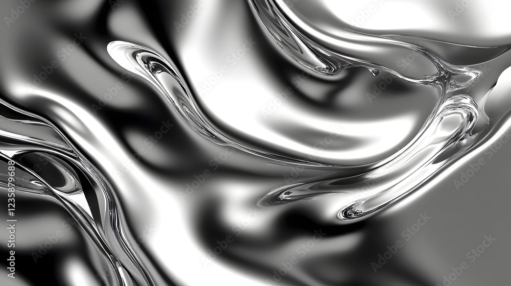 Leinwandbilder mesmerizing metallic liquid sculpture shimmering futuristic abstract design with flowing rippling an