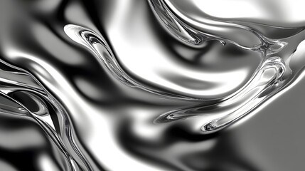 Mesmerizing Metallic Liquid Sculpture   Shimmering Futuristic Abstract Design with Flowing Rippling and Distorted Reflective Surfaces in Silver and Chrome Tones