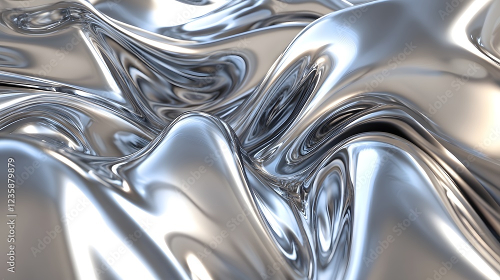 Poster mesmerizing metallic swirls an otherworldly abstract of fluidity and symmetry captivating digital ar
