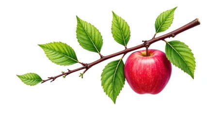 Apple Branch - Detailed Engraving Style