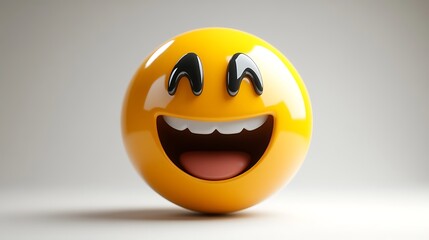 Fototapeta premium 3D Laughing Emoji on a Plain Background