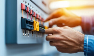 Technician Working with Colorful Wires