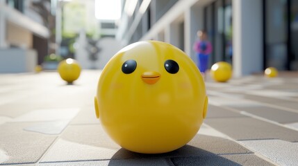 Adorable illustration of a cheerful yellow chick character created with generative ai techniques