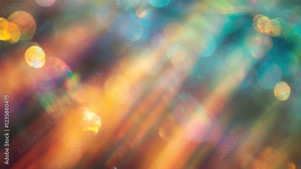 Poster colorful light rays creating a dreamy bokeh effect in abstract background, perfect for captivating d