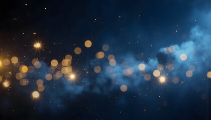 Fototapeta premium Golden and blue bokeh background with soft, sparkling lights creating an elegant and atmospheric effect, ideal for festive designs, celebrations, and creative projects.