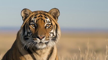 Naklejka premium Majestic Tiger in Natural Habitat Displaying Strength