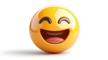 Fototapeta premium Happy emoticon, 3D render, isolated, cheerful, digital art, use for social media