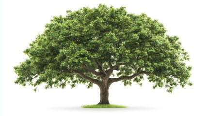 Obraz premium Lush green tree, isolated on white, nature background, environmental imagery