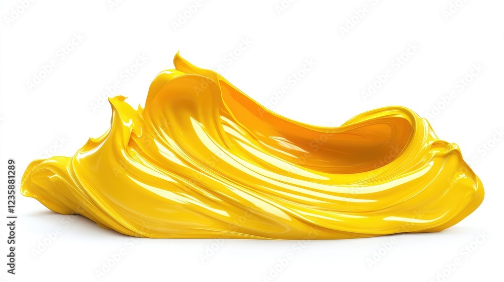 Poster bright yellow paint stroke displaying smooth texture and flow for artistic backgrounds and creative 
