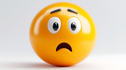 3D surprised emoji on plain background. Possible use Stock photo