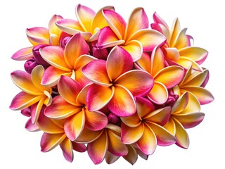 Fototapeta premium Close Up Yellow-Pink Plumeria Flowers Bouquet Isolated On Transparent Background
