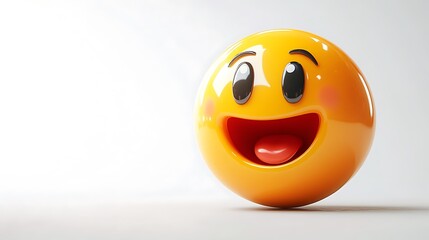 Happy 3D Emoji Isolated on White Background. Possible Use  Digital Content