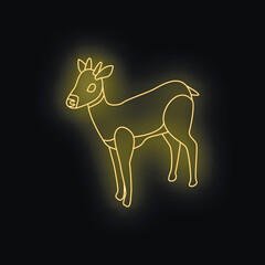 Stylized gazelle contour glowing with neon yellow light against a dark background, creating a striking visual