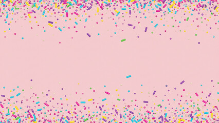 Fototapeta premium A cheerful party atmosphere highlighted by an array of confetti over a pink background