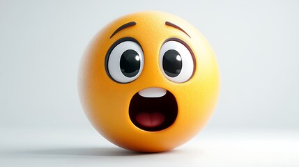 Fototapeta premium 3D Cartoon Emoji Face, Surprised Expression, Light Background, Digital Art, for Social Media