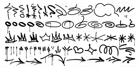 Trendy Dirty Doodle Urban Street Art Graffiti Tags And Symbols Vector Elements Set Collection