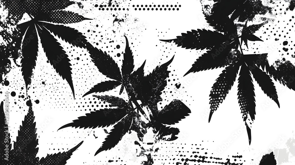 Aufkleber monochrome abstract botanical foliage textures and patterns