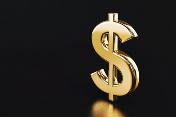 Fototapeta premium 3D render of golden Dollar Currency money icon. Money saving, investment, financeand banking Generative Ai.