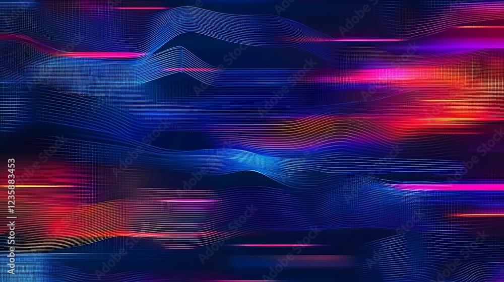 Poster Abstract digital wave design, vibrant colors. Possible use background for tech presentations