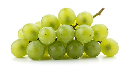 Fresh Green Grapes Bunch Close up Studio Shot Isolated on White Background Healthy Food Fruit