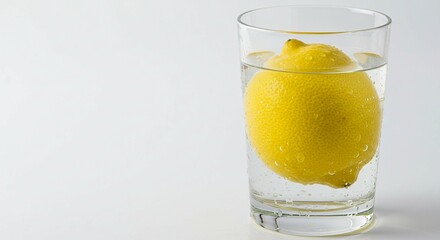 Refreshing Lemon in Glass of Water Hydration Vitamin C Healthy Drink