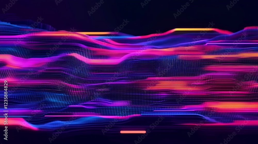 Aufkleber Abstract digital data visualization, flowing lines, vibrant colors, dynamic display. Possible use Background for presentations, websites, and digital art projects