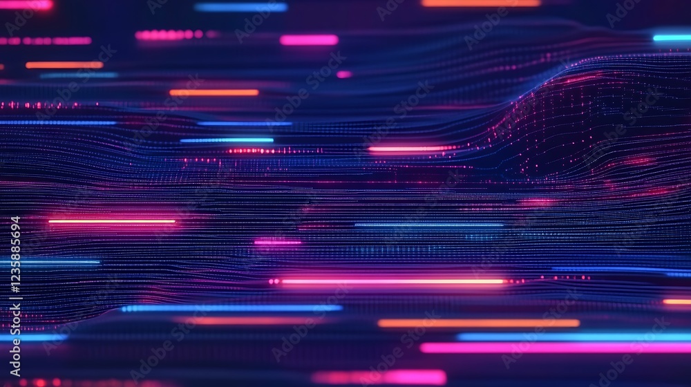 Poster abstract digital network glowing lines