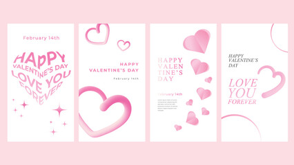 Happy Valentine's Day templates for social media posts, cover, poster, banners, marketing, sales promotion. Vector illustration.