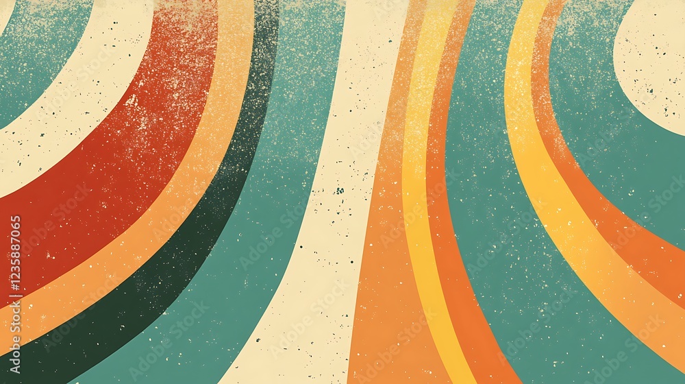Poster retro abstract background with vibrant colors and textured lines. possible use digital art, graphic 