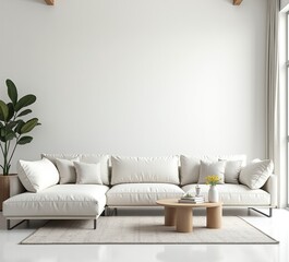 Modern White Sofa Living Room - Interior Design AI Photo