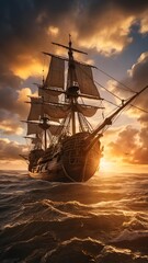ghostly Dutch pirate ship  phone background wallpaper
