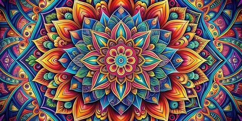 Multilayered Interlaced Lines Creating Religious Mandalas