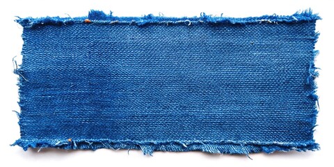 Piece of torn denim on a white background