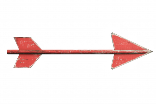 Vintage red arrow graphic design element for creative projects, isolated on transparent or white background - Powered by Adobe