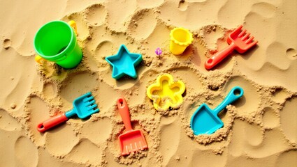 Sand toys on the beach.