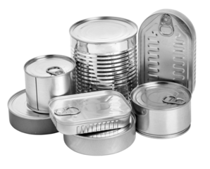 metal cans on a white