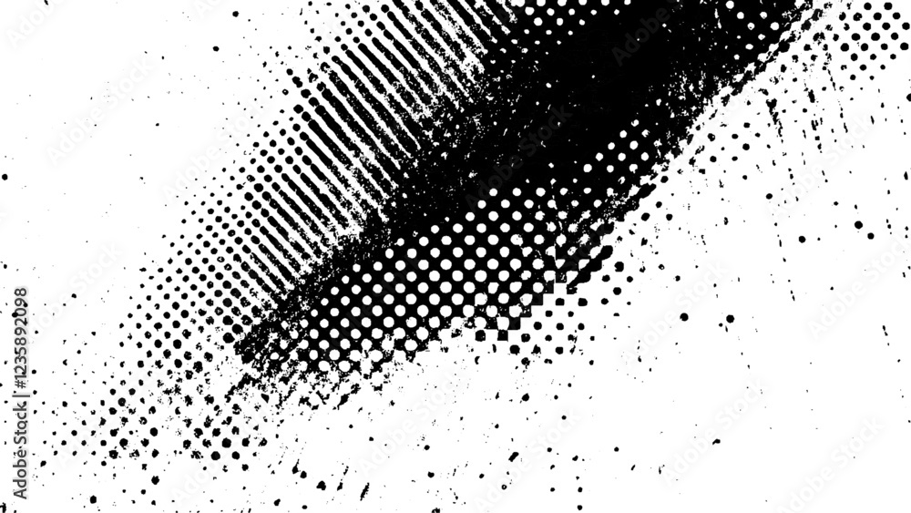 Poster grunge black and white distress. dot texture background. halftone dotted grunge texture. grunge text