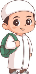 illustration boy with a cap and bag